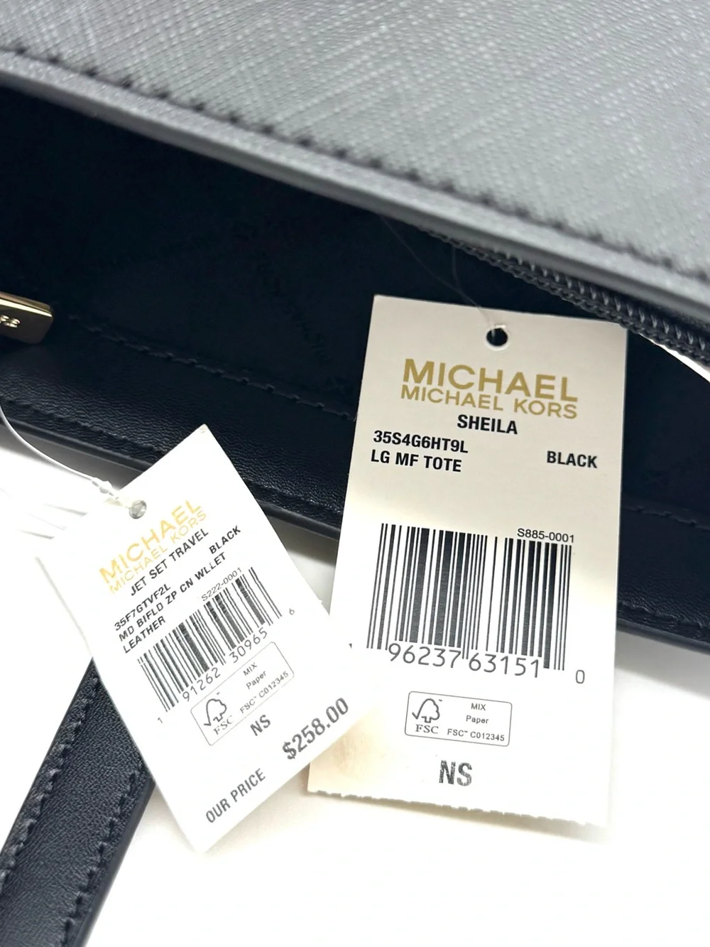 Michael Kors Bag Large Sheila Mf Tote Bag & Matching Bifold Wallet Black/Gold